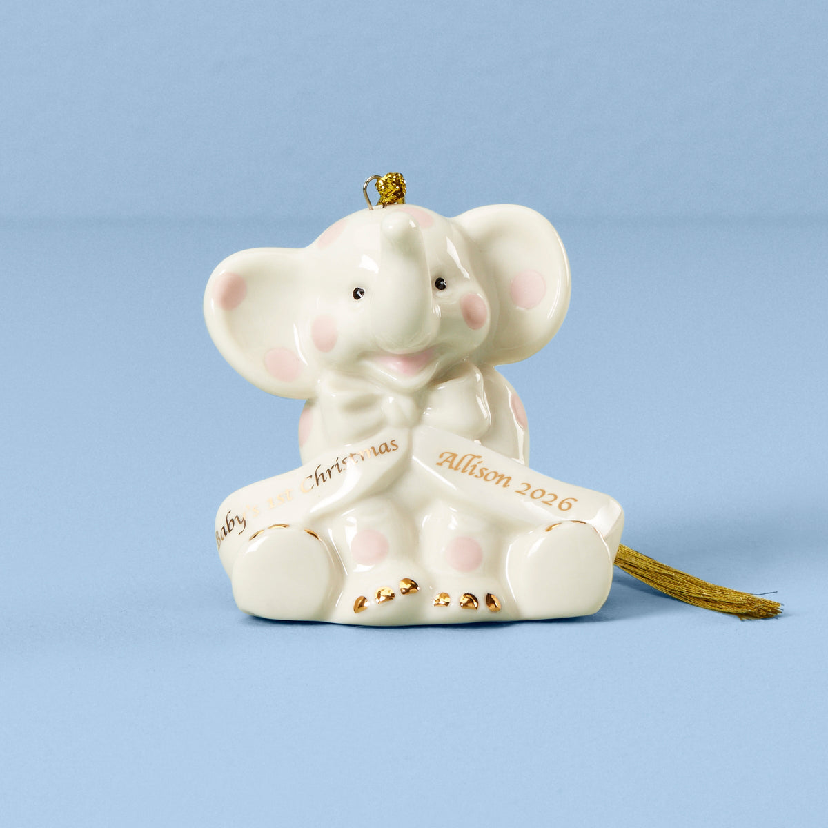 Personalized Pink Elephant Ornament